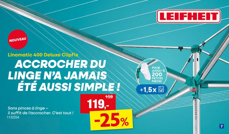 Offre: Linomatic 400 Deluxe ClipFix séchoir parapluie 40m