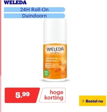 Aanbieding: WELEDA - 24H Roll-On Deodorant - Duindoorn - 50ml - 100% natuurlijk