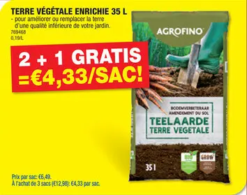 Offre: Agrofino terre végétale enrichie 35l