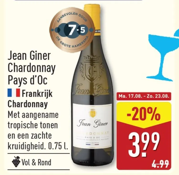 Aanbieding: Jean Giner Chardonnay Pays d'Oc