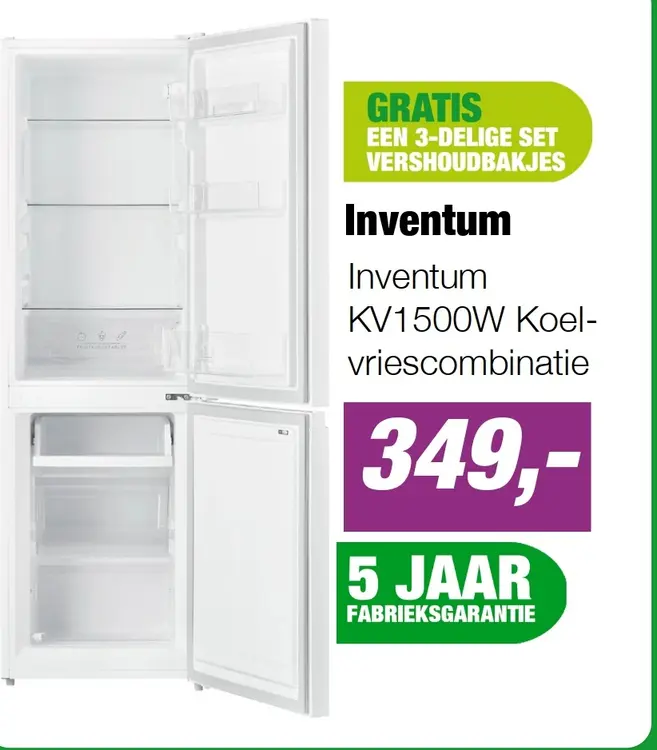 Aanbieding: Inventum KV1500W Koel-vriescombinatie