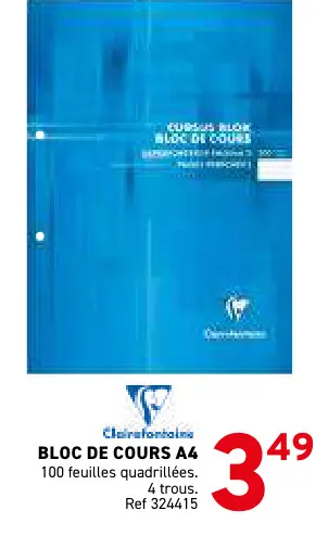 Offre: Bloc de cours a4