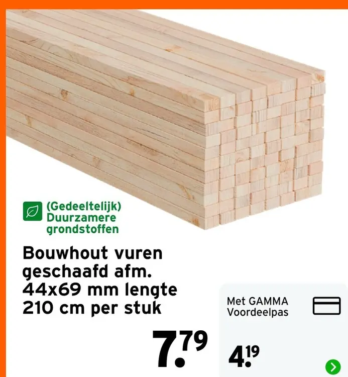 Aanbieding: Bouwhout vuren geschaafd