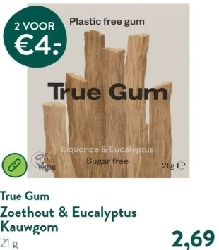 Aanbieding: True Gum Zoethout & Eucalyptus Kauwgom - 21g