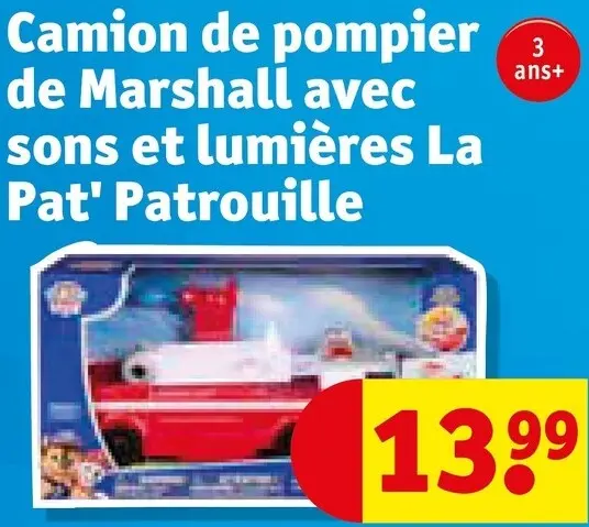 Offre: La Pat' Patrouille Camion de pompier de Marshall avec sons et lumières La Pat' Patrouille