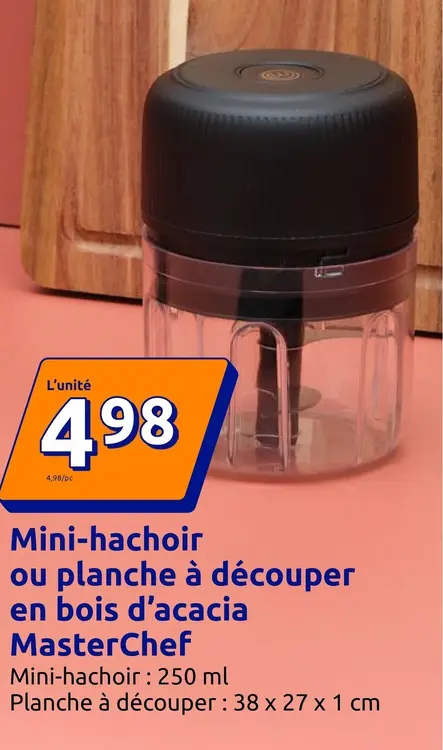 Offre: Mini-hachoir ou planche à découper en bois d'acaia MasterChef