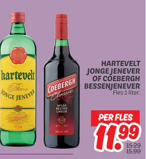 Aanbieding: Hartevelt jonge jenever of Coebergh bessenjenever