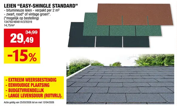 Promotie: Aquaplan Easy-Shingle Standaard leien 2m² Vintage Green