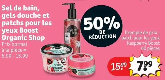Offre: Sel de bain, gels douche et patchs pour les yeux Boost