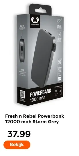 Aanbieding: Fresh n Rebel Powerbank Storm Grey
