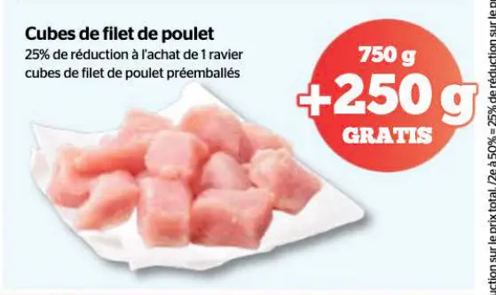 Offre: Cubes de filet de poulet