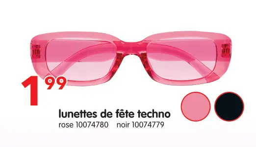 Offre: lunettes de fête techno