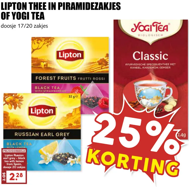 Aanbieding: Thee in piramidezakjes of Yogi tea