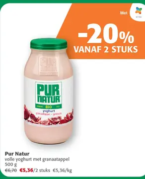 Aanbieding: Pur Natur volle yoghurt met granaatappel