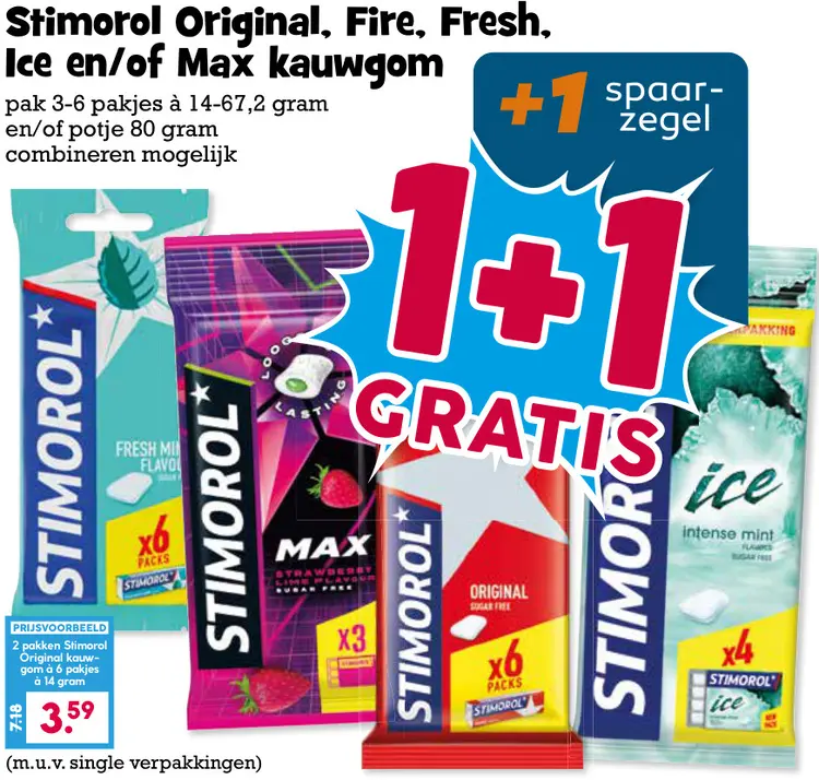 Aanbieding: Stimorol Original, Fire, Fresh, Ice en/of Max Kauwgom