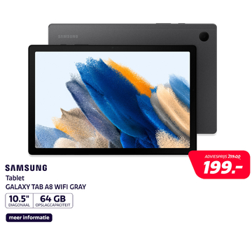 Aanbieding: Samsung Tablet GALAXY TAB A8 WIFI 10.5I 64GB GRAY