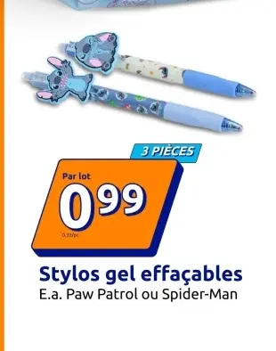 Offre: Stylos gel effaçables