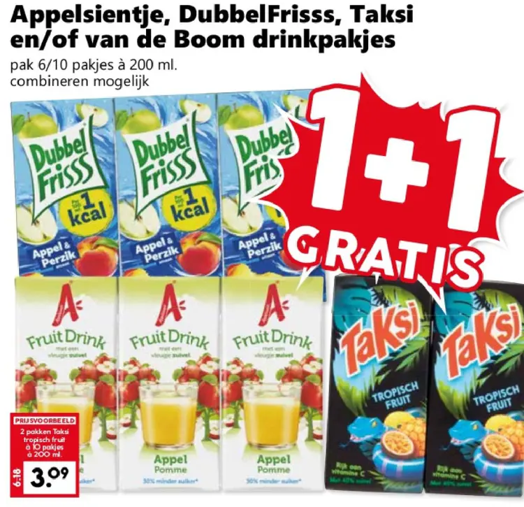 Aanbieding: Appelsientje, DubbelFrisss, Taksi en/of van d