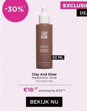 Aanbieding: Clay And Glow Hyaluronic Acid Tanning Drops
