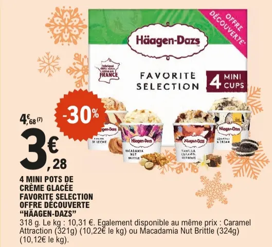 Offre: 4 mini pots de crème glacée favorite selectio