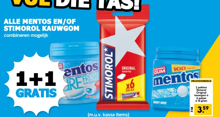 Aanbieding: Alle Mentos en/of Stimorol kauwgom