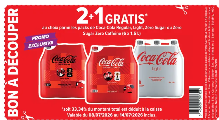 Offre: Coca-Cola Regular, Light, Zero Sugar ou Zero 