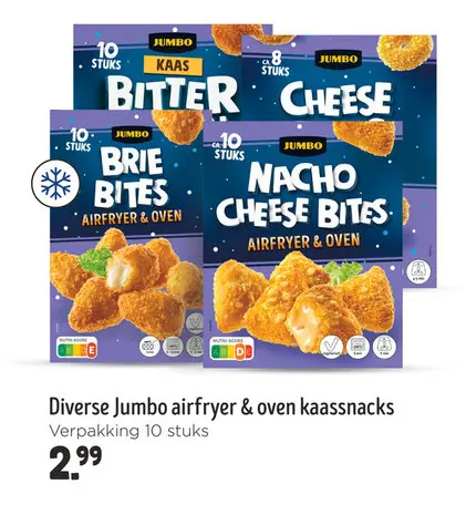 Aanbieding: Diverse Jumbo airfryer & oven kaassnacks