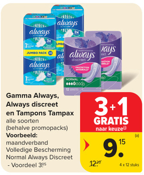 Aanbieding: Gamma Always, Always discreet en Tampons Tampax