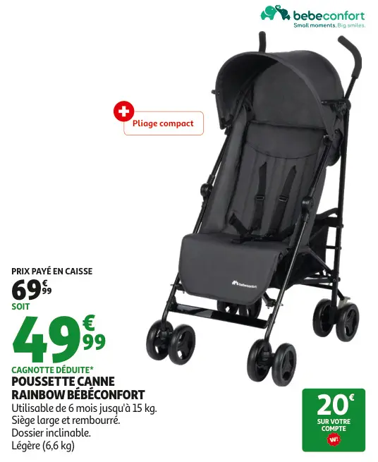 Offre: Poussette canne rainbow