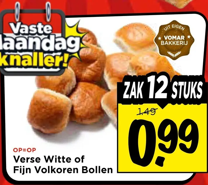 Aanbieding: Verse Witte of Fijn Volkoren Bollen