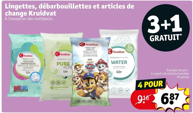 Offre: Lingettes, débarbouillettes et articles de change