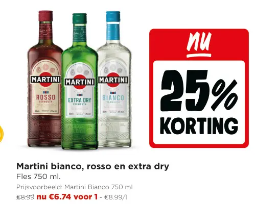 Promotie: Martini bianco, rosso en extra dry