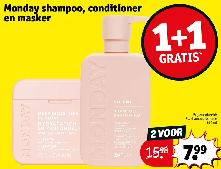 Promotie: Monday Shampoo, conditioner en masker