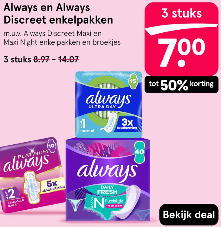 Aanbieding: Always en Always Discreet enkelpakken
