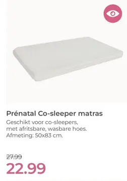 Aanbieding: Prénatal Co-sleeper matras