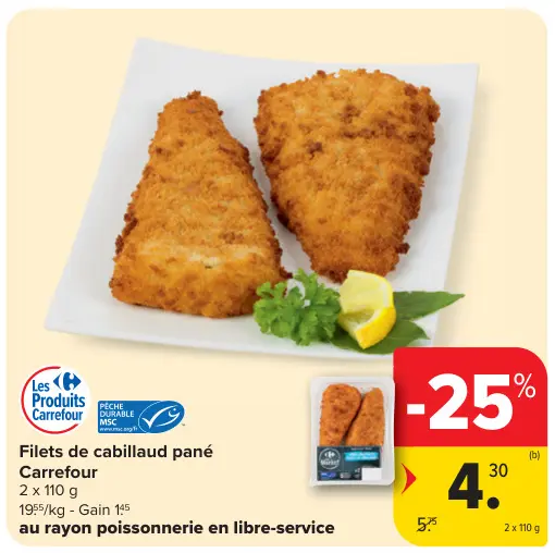 Offre: Filets de cabillaud pané