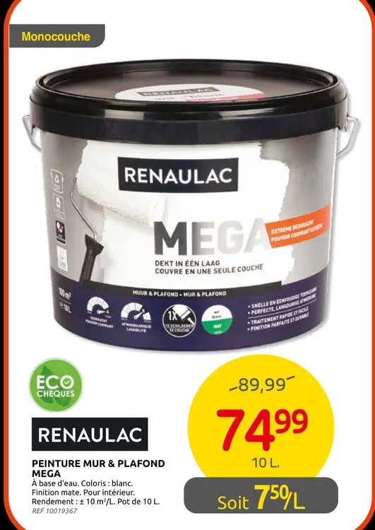 Promotie: Peinture mur & plafond mega