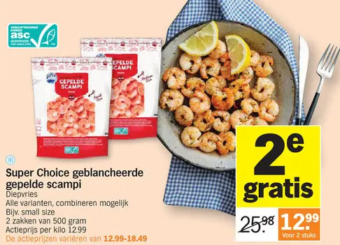 Promotie: Geblancheerde gepelde scampi