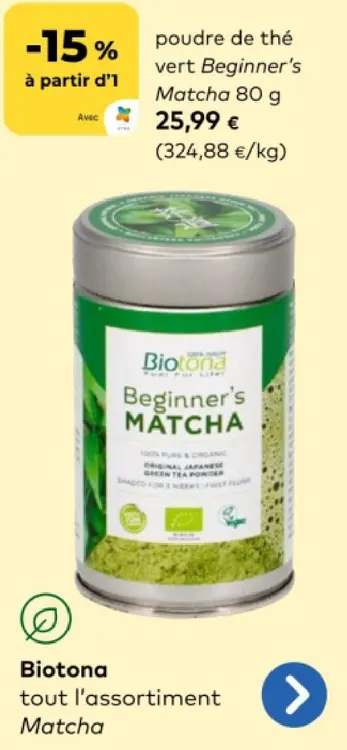 Offre: poudre de thé vert Beginner's Matcha