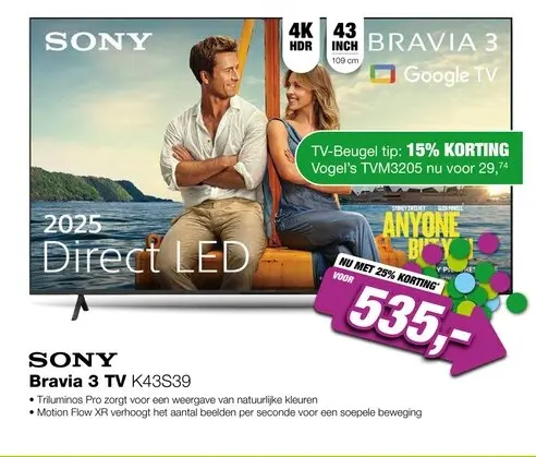 Aanbieding: Sony Bravia 3 K43S39 TV (2025)