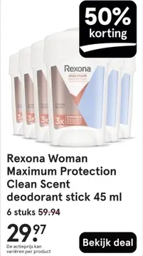 Aanbieding: Rexona Woman Maximum Protection Clean Scent d