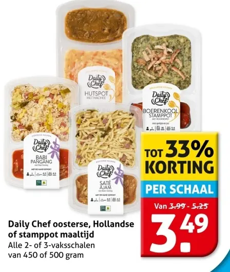 Aanbieding: Daily Chef oosterse, Hollandse of stamppot maaltijd
