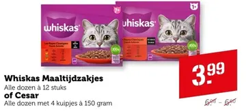 Aanbieding: Whiskas Maaltijdzakjes of Cesar