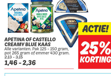 Aanbieding: Apetina of Castello creamy blue kaas