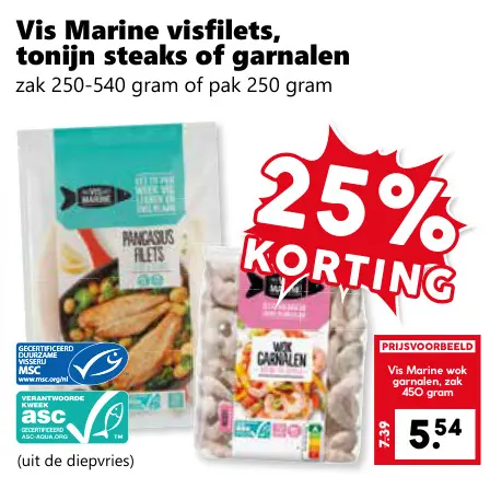 Aanbieding: Visfilets, tonijn steaks of garnalen