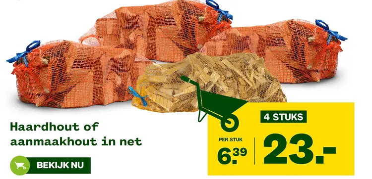 Aanbieding: Haardhout of aanmaakhout in net