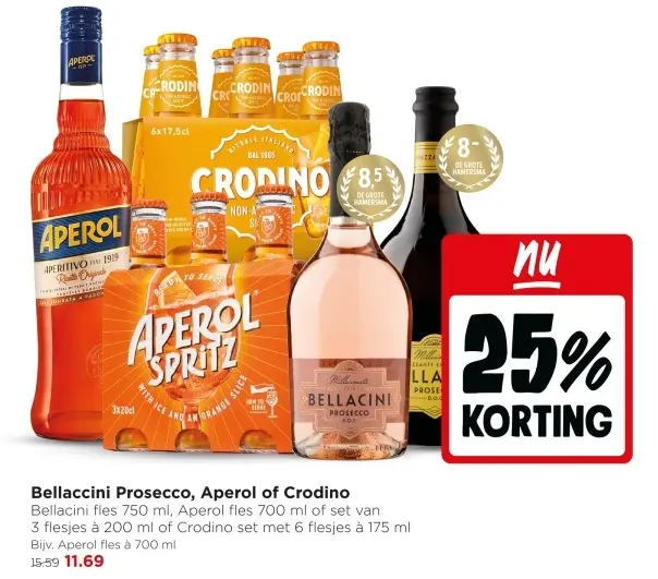 Aanbieding: Bellaccini Prosecco, Aperol of Crodino