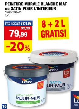 Offre: PEINTURE MURALE BLANCHE MAT ou SATIN POUR L'I