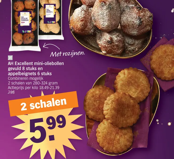 Promotie: mini-oliebollen gevuld en appelbeignets
