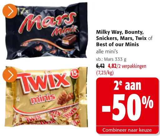 Promotie: Milky Way, Bounty, Snickers, Mars, Twix of Best of our Minis